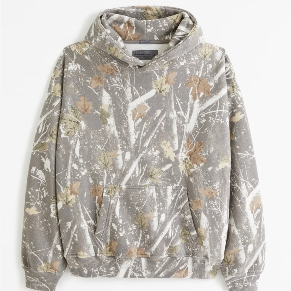Abercrombie Essential Popover Hoodie Grey Camo